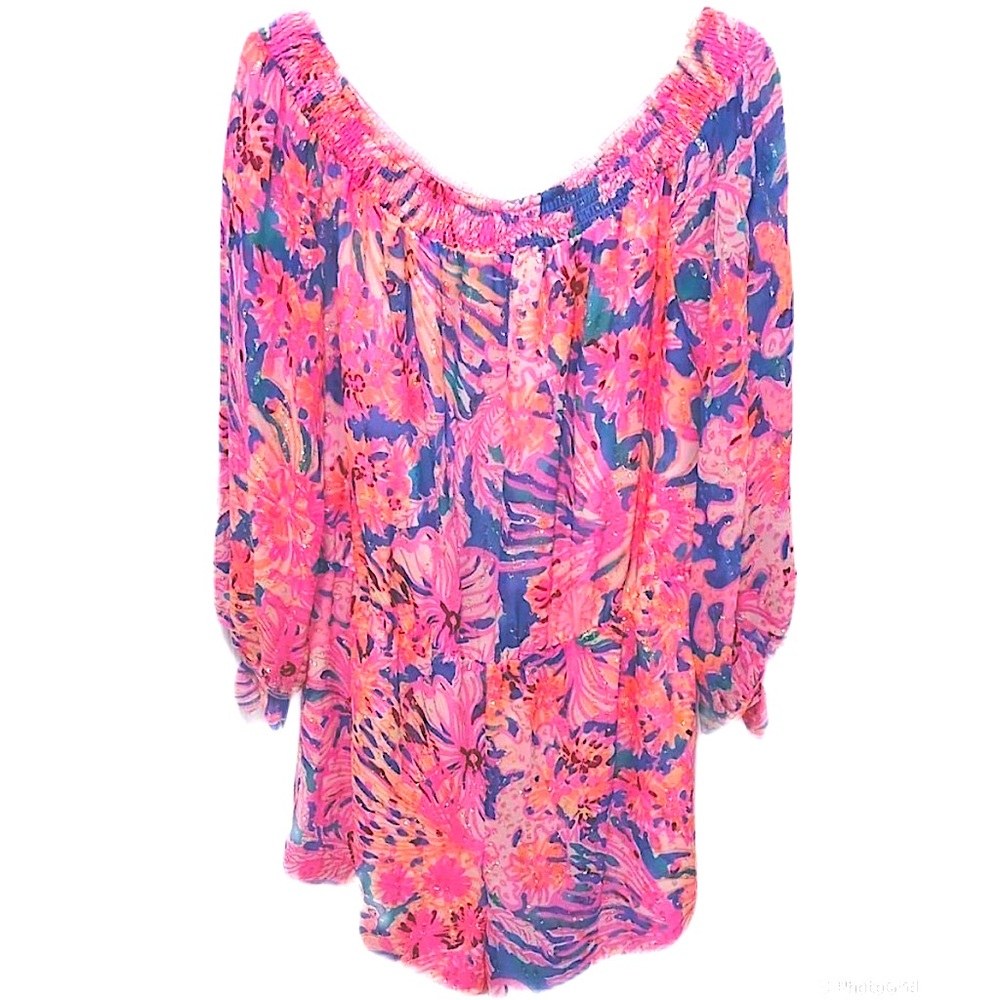 🌸Lilly Pulitzer Myri Romper in Swirling Sea Dream • XL